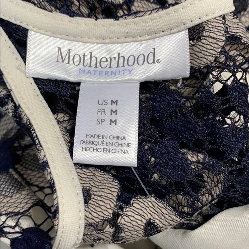 Motherhood Maternity Navy Floral Lace Dress Sz M - Picture 13 of 15